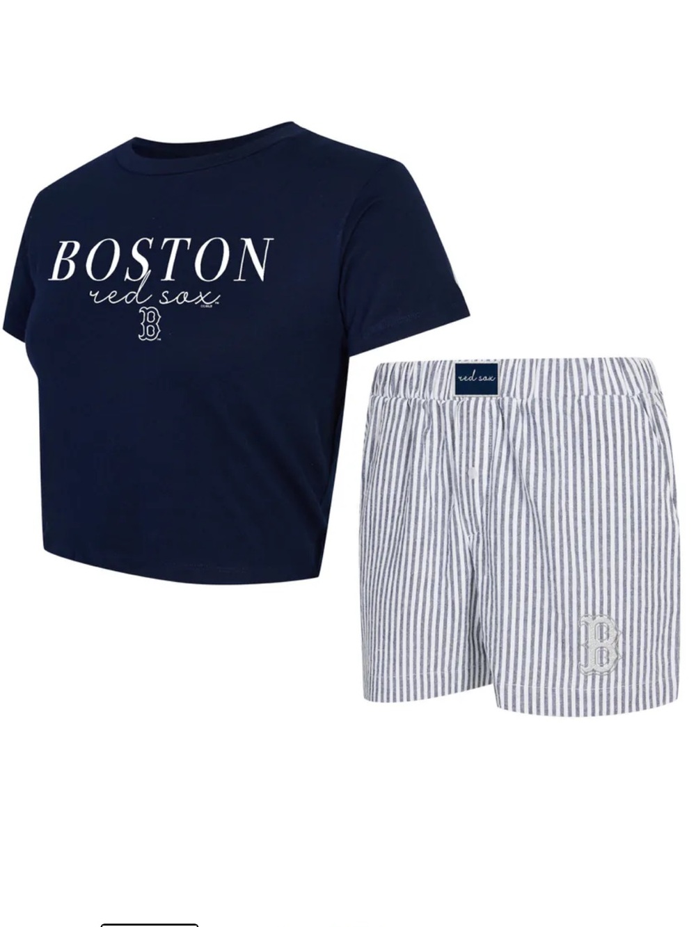 Women’s Boston Red Sox Concepts Sport Navy White Cropped T-shirt and Shorts Set